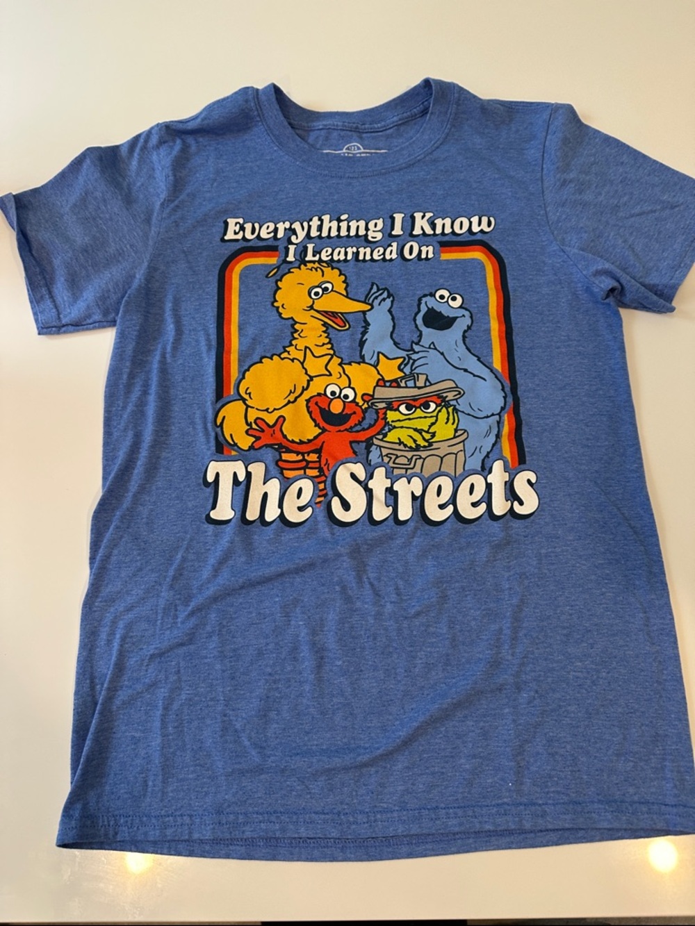 Sesame Street Everything I Learned On The Streets Blue Graphic Tee‎ Shirt Small